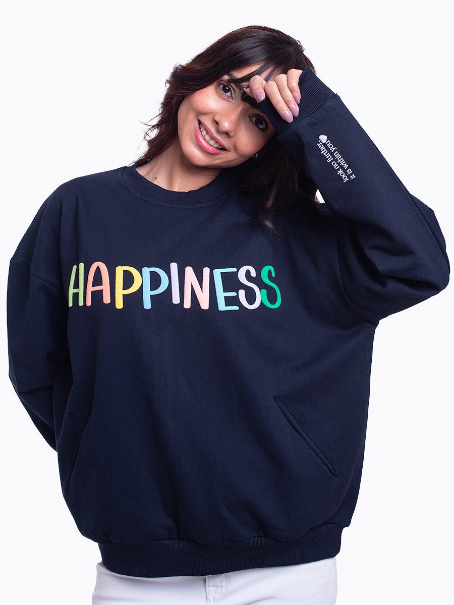 Happiness Navy Sweatshirt