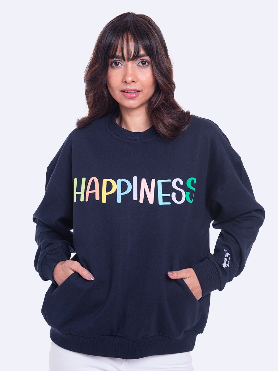 Happiness Navy Sweatshirt