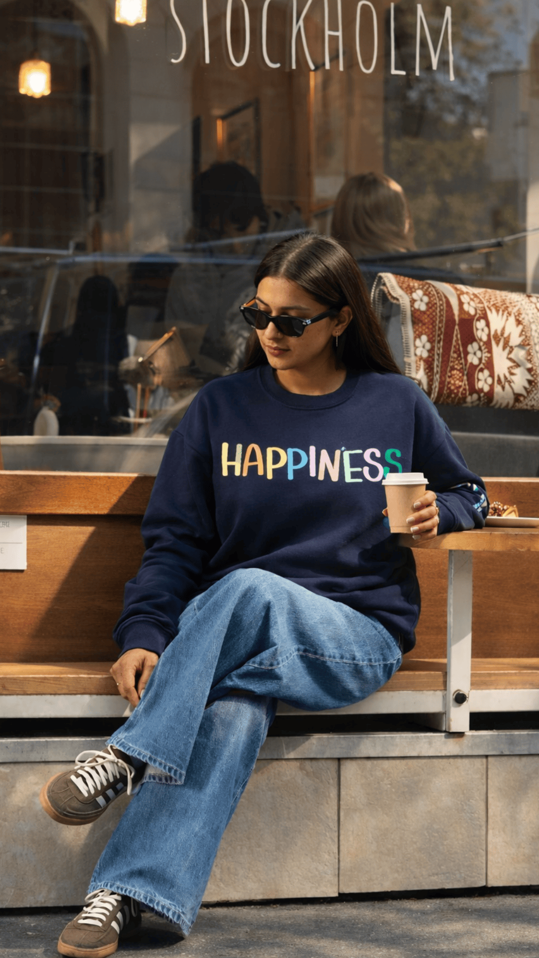 Happiness Navy Sweatshirt — 2