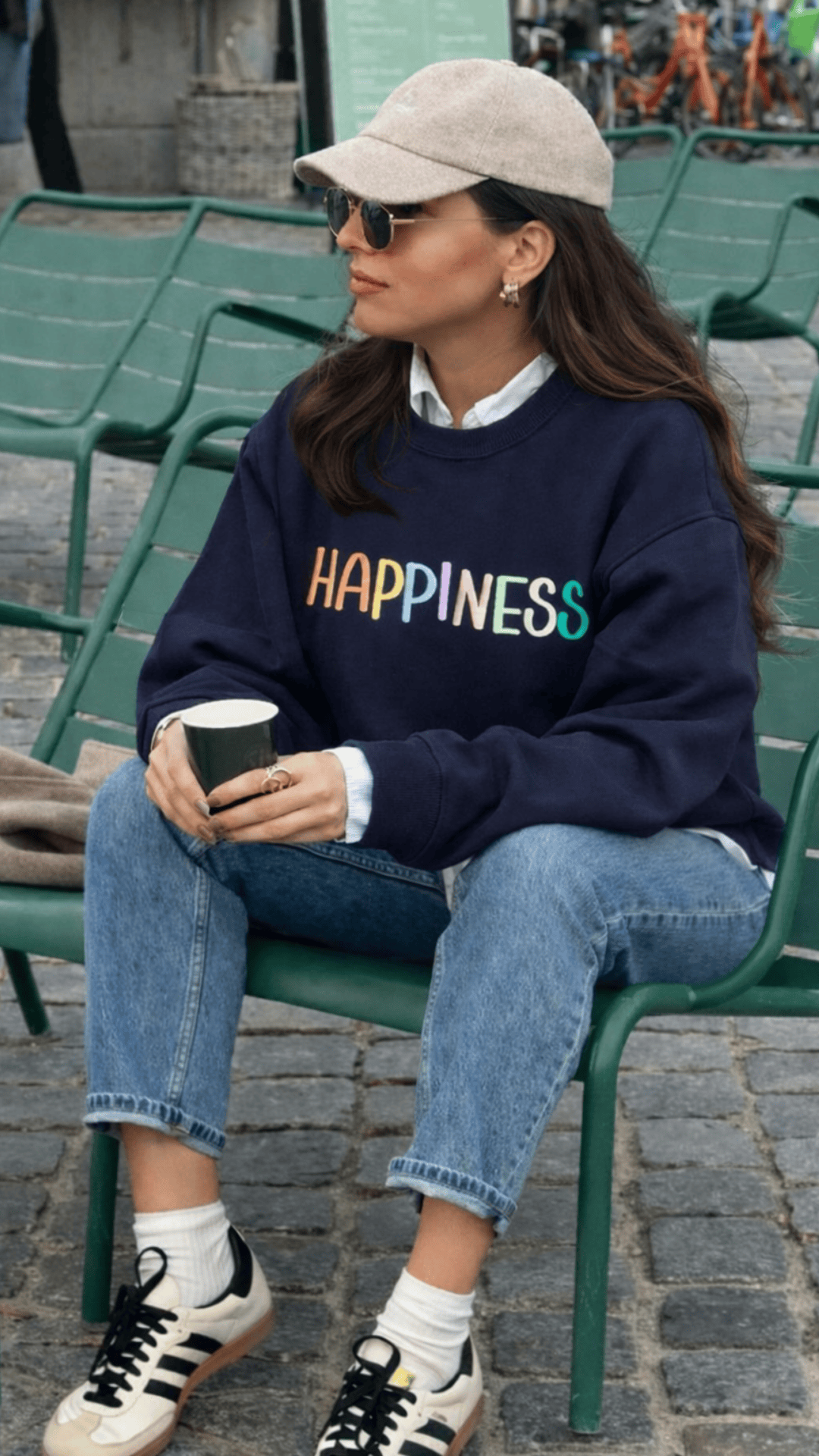 Happiness Navy Sweatshirt — 1