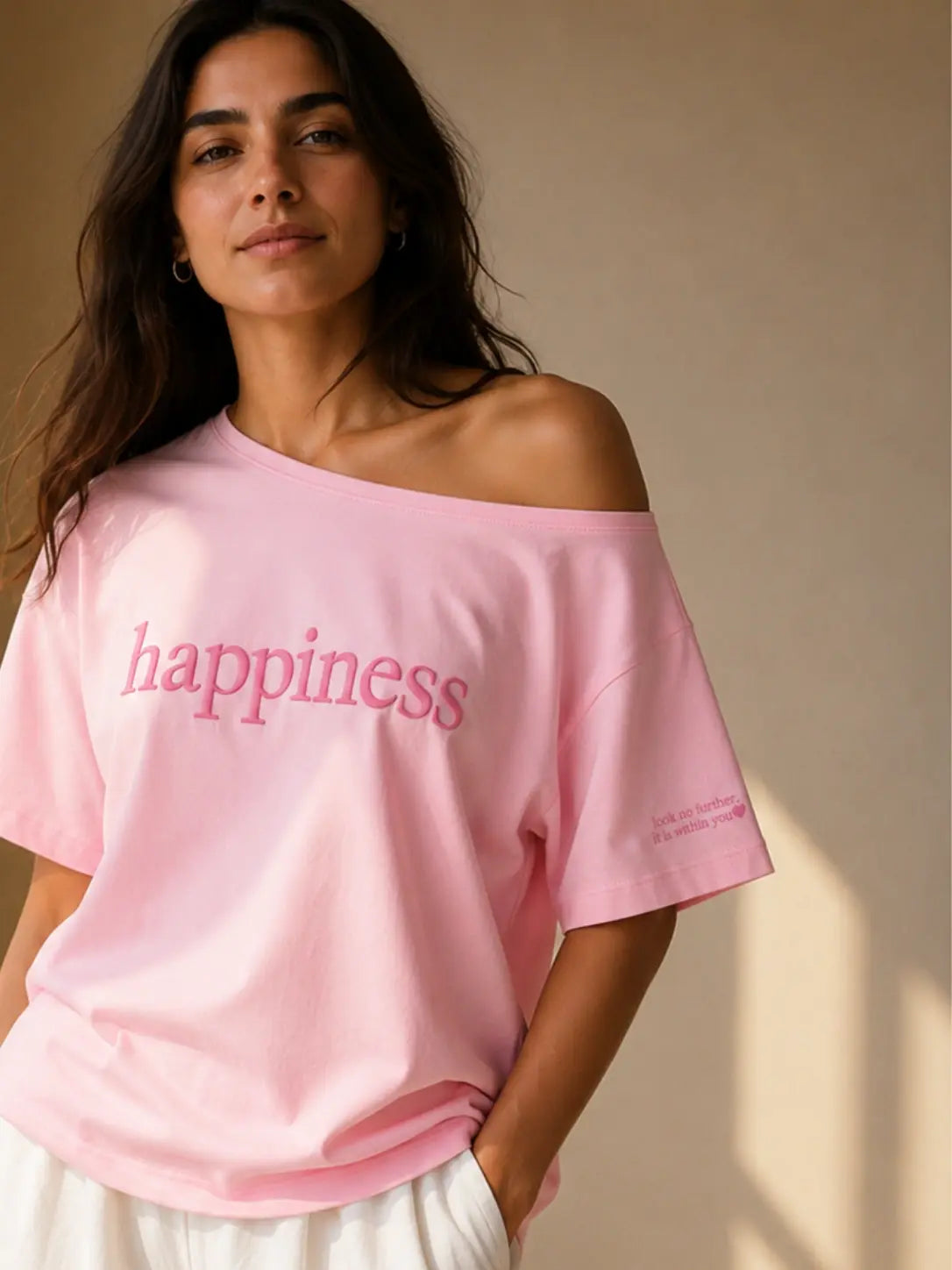 Happiness Slash T-shirt Pink