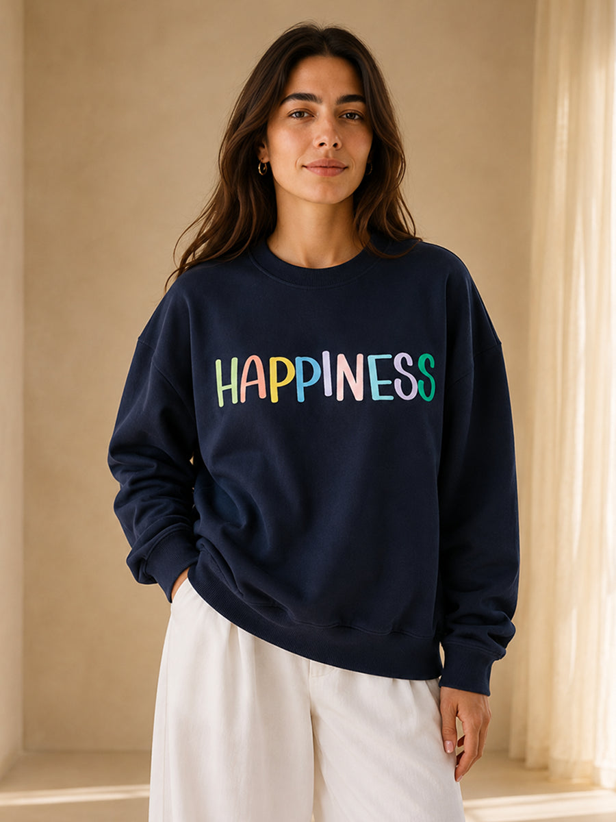 Happiness Navy Sweatshirt