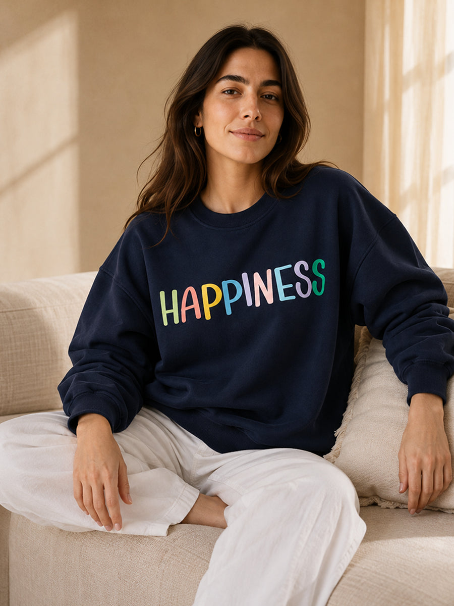 Happiness Navy Sweatshirt