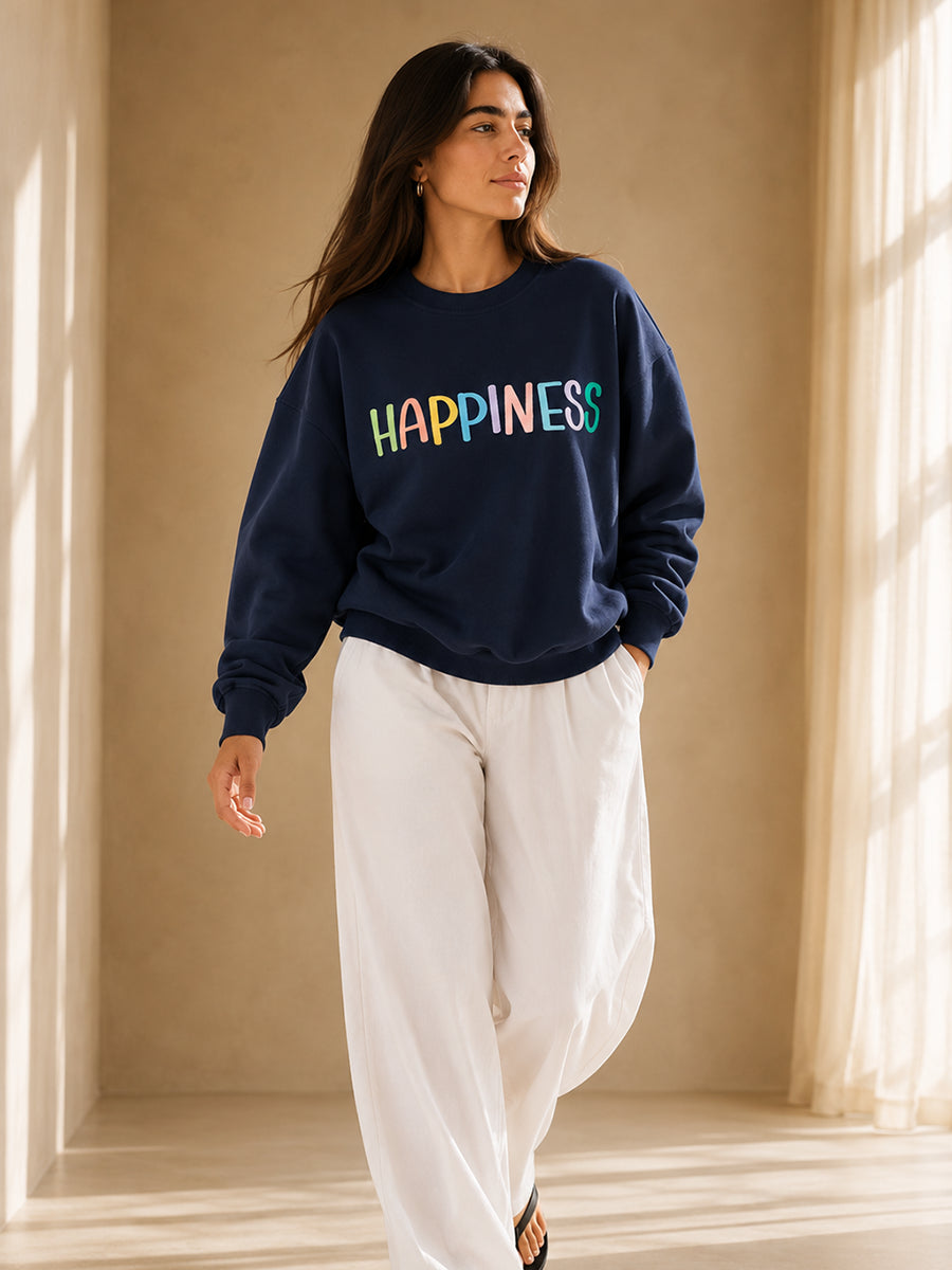 Happiness Navy Sweatshirt