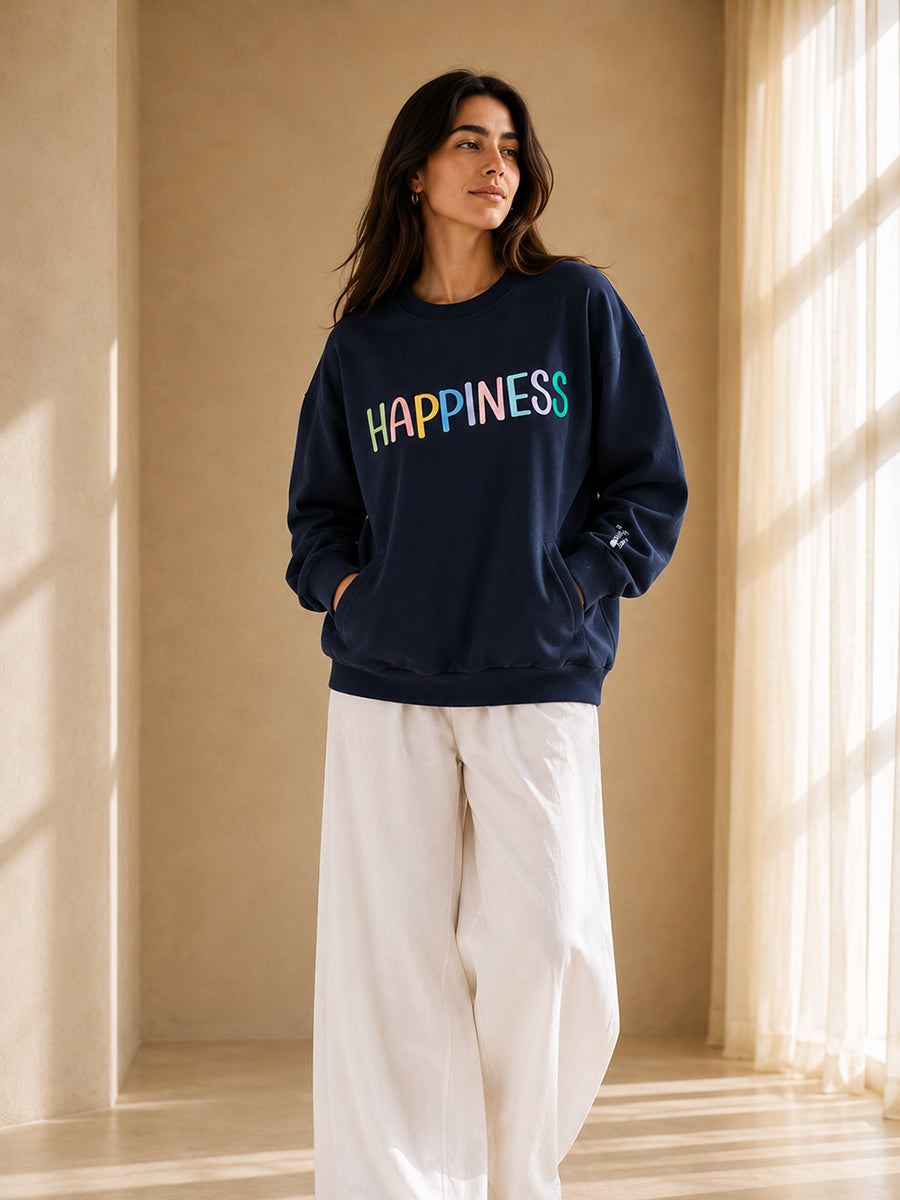 Happiness Navy Sweatshirt