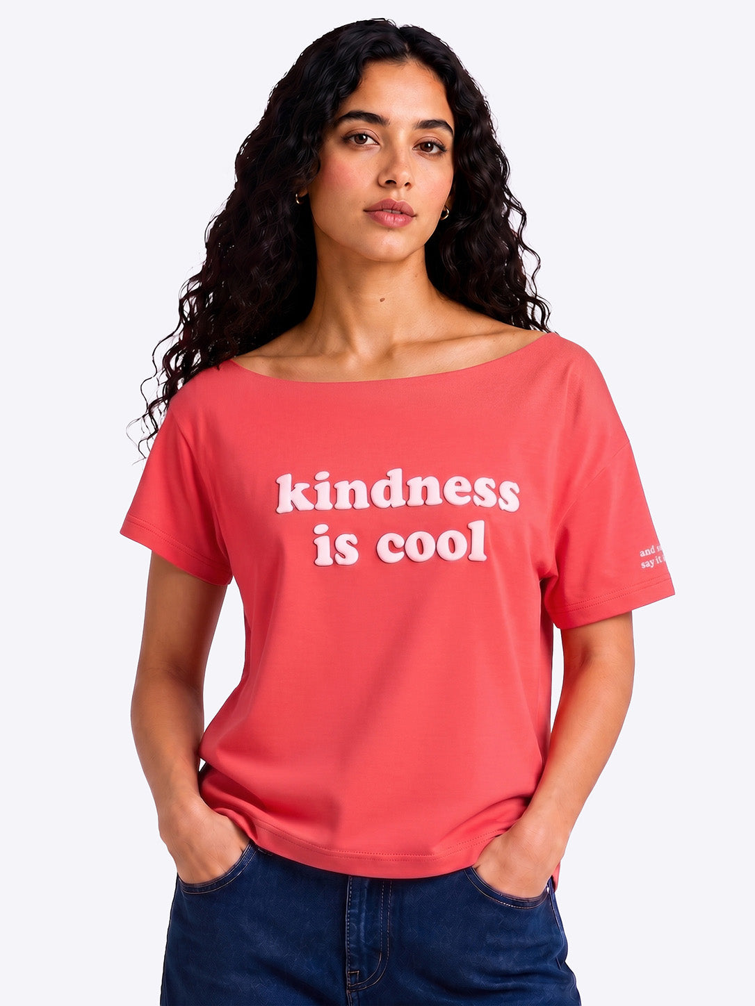 Kindness is Cool Slash T-shirt Rose Pink