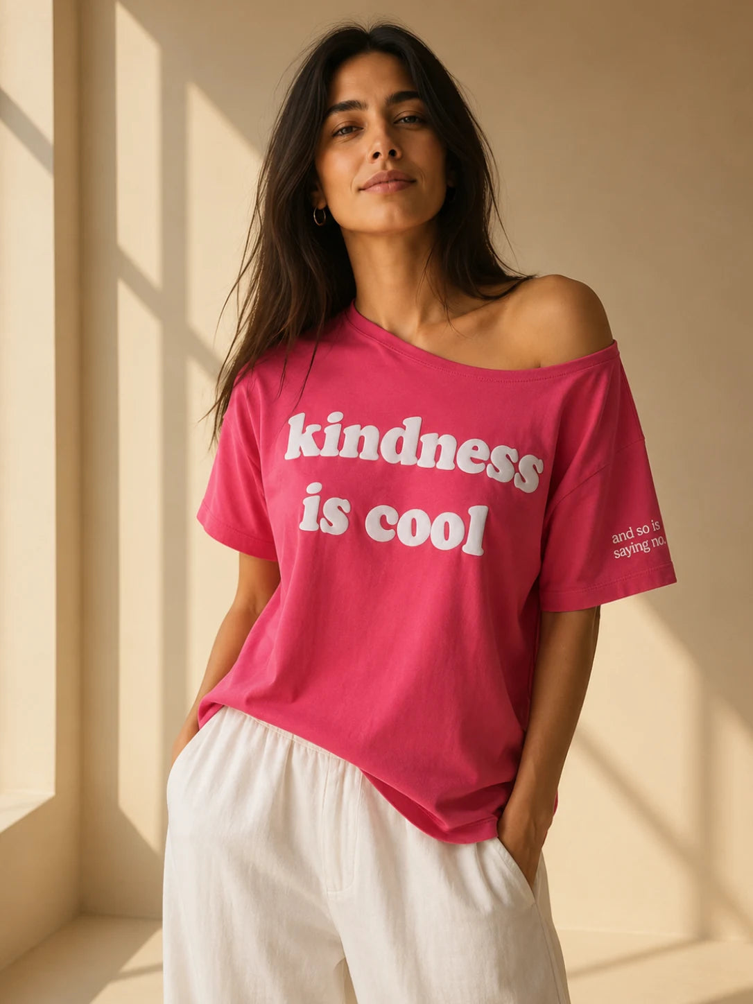 Kindness is Cool Slash T-shirt Rose Pink