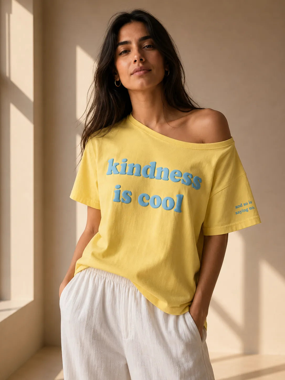 Kindness is Cool Slash T-shirt Yellow