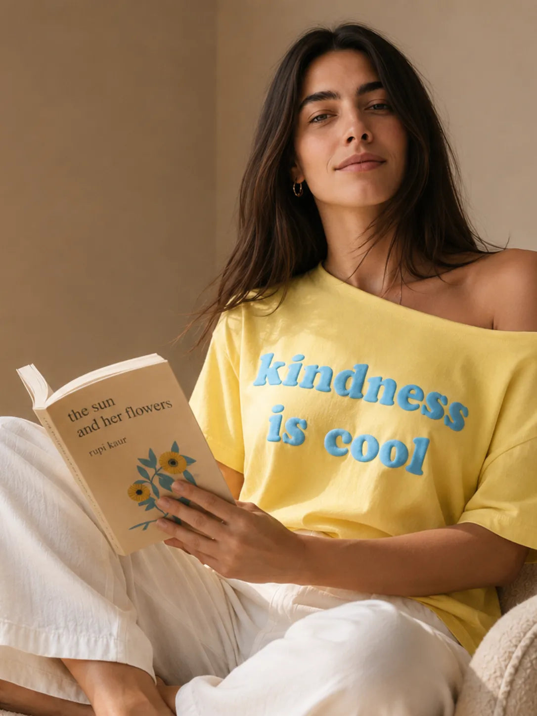 Kindness is Cool Slash T-shirt Yellow