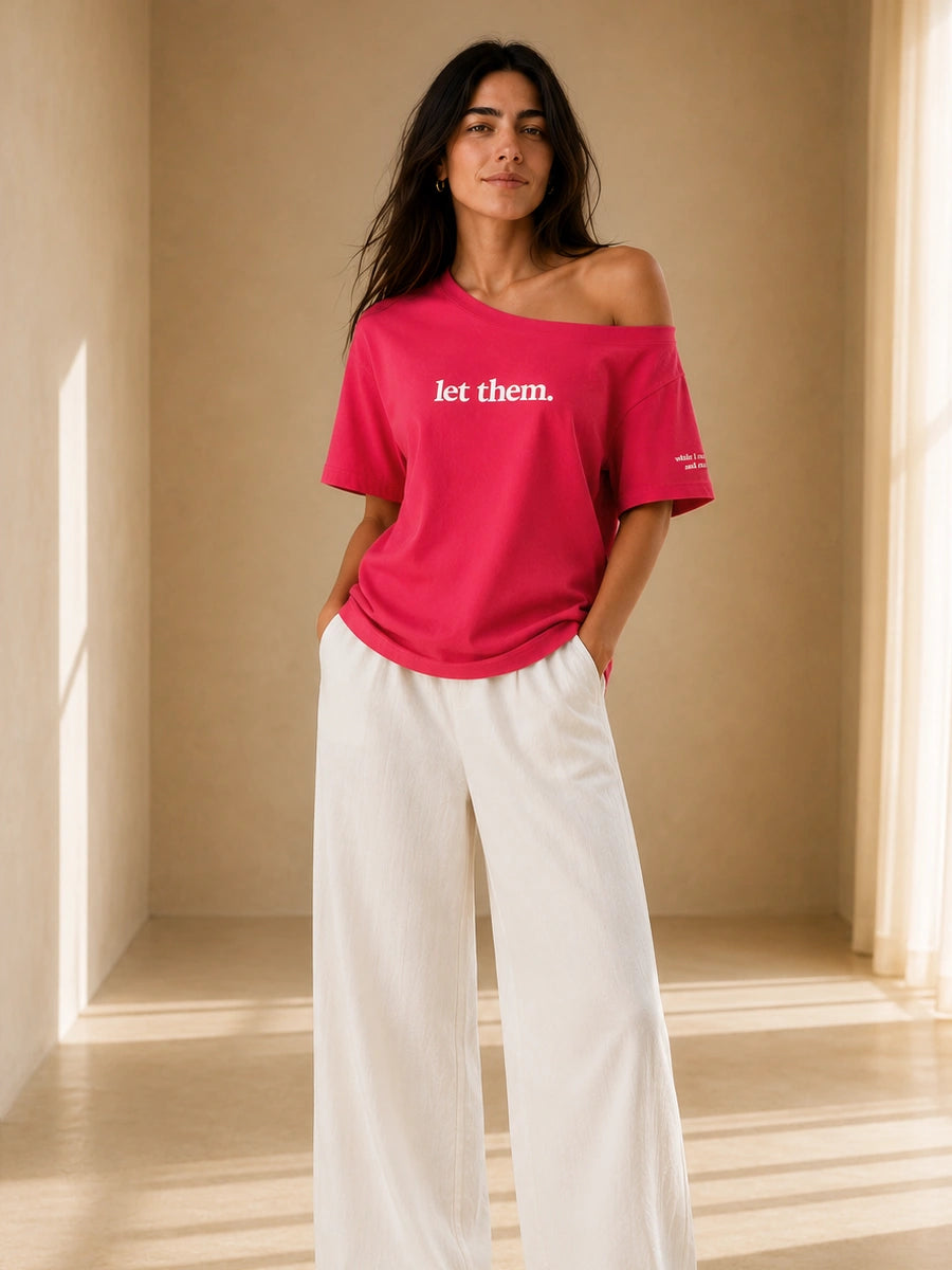 Let Them Slash Tee Rose Pink