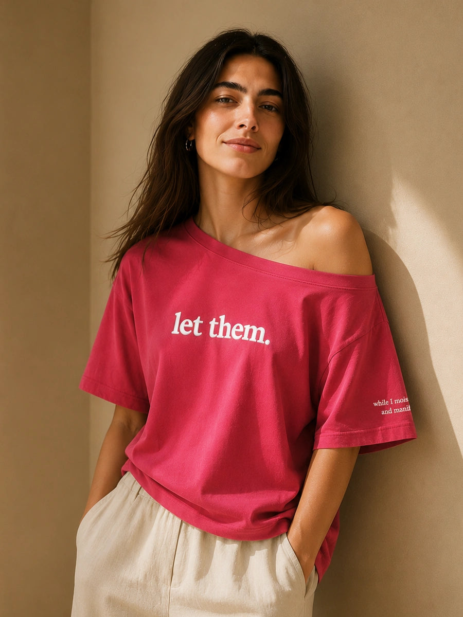 Let Them Slash Tee Rose Pink