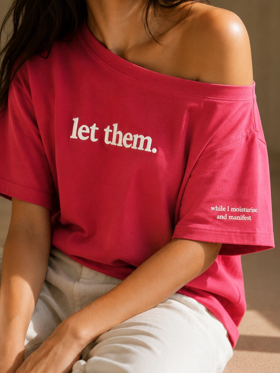 Let Them Slash Tee Rose Pink